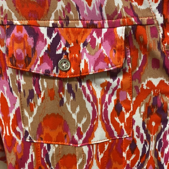 New Directions Petite Medium Pattern Dress NWT Orange and Pink - Picture 13 of 16